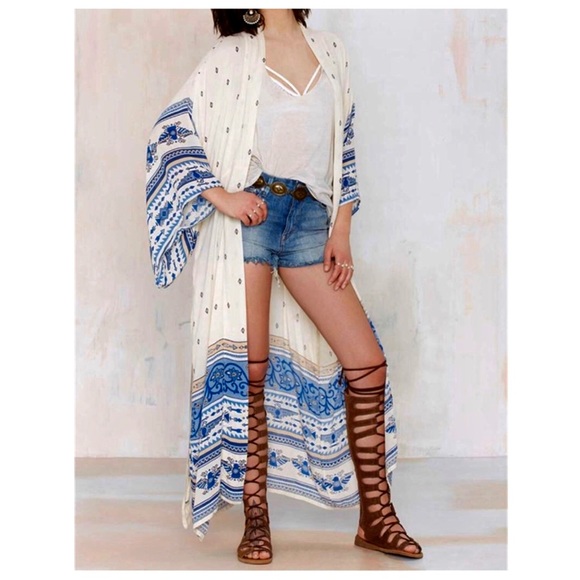Boho Kimono Duster Cover-Up | OSFA | Tribal Aztec - Picture 5 of 8